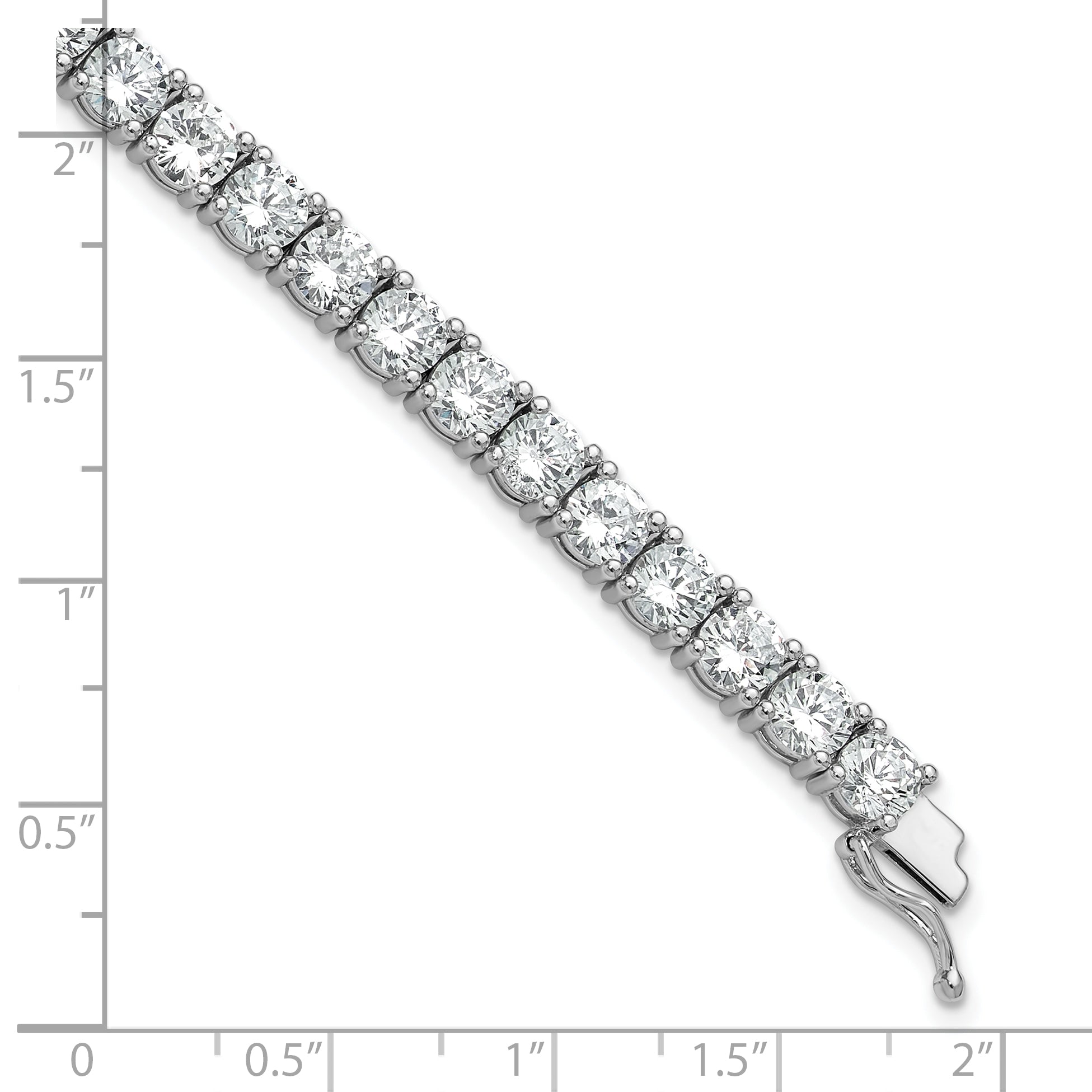 Sterling Shimmer Sterling Silver Rhodium-plated 5mm CZ 34 Stone 7 inch Bracelet