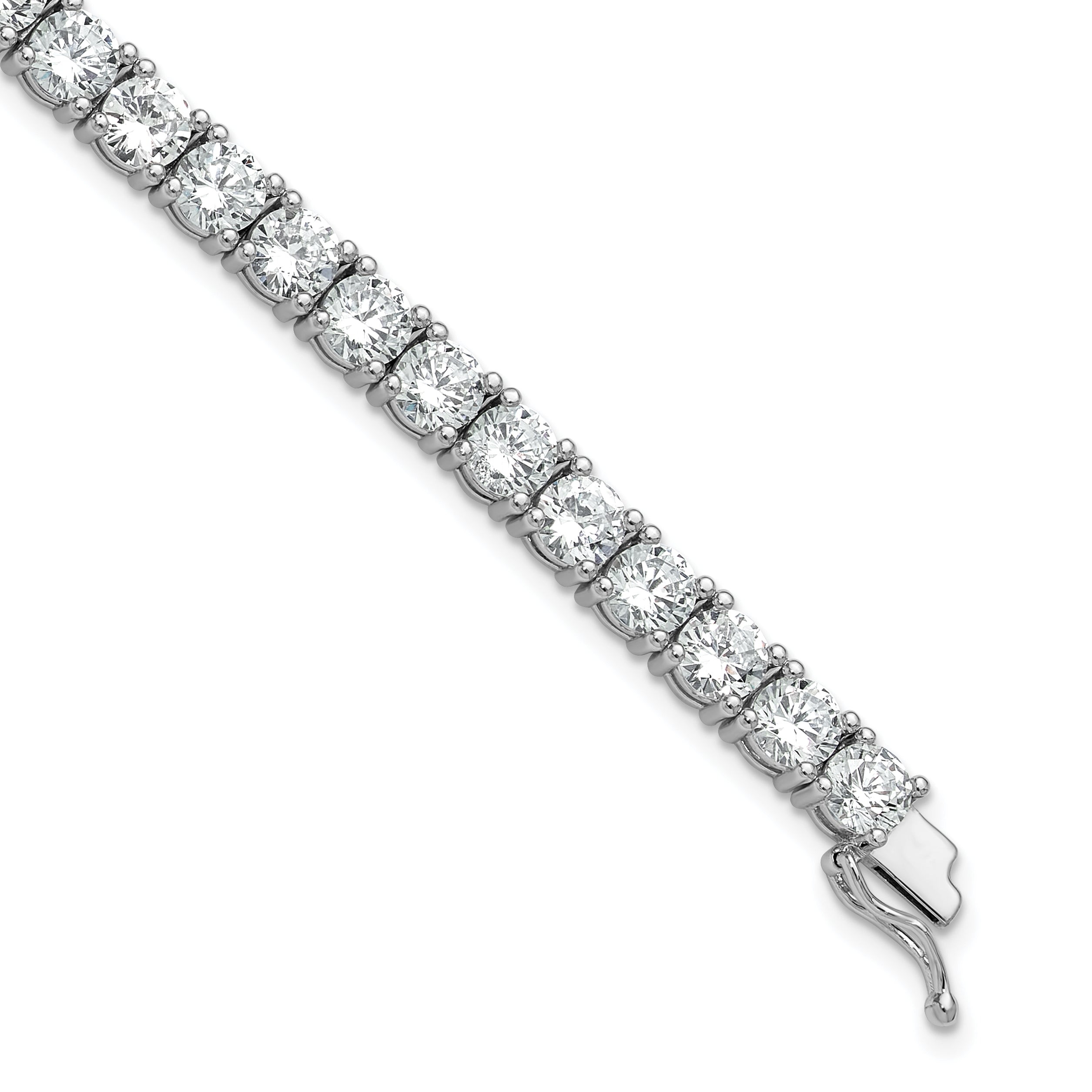 Sterling Shimmer Sterling Silver Rhodium-plated 5mm CZ 34 Stone 7 inch Bracelet