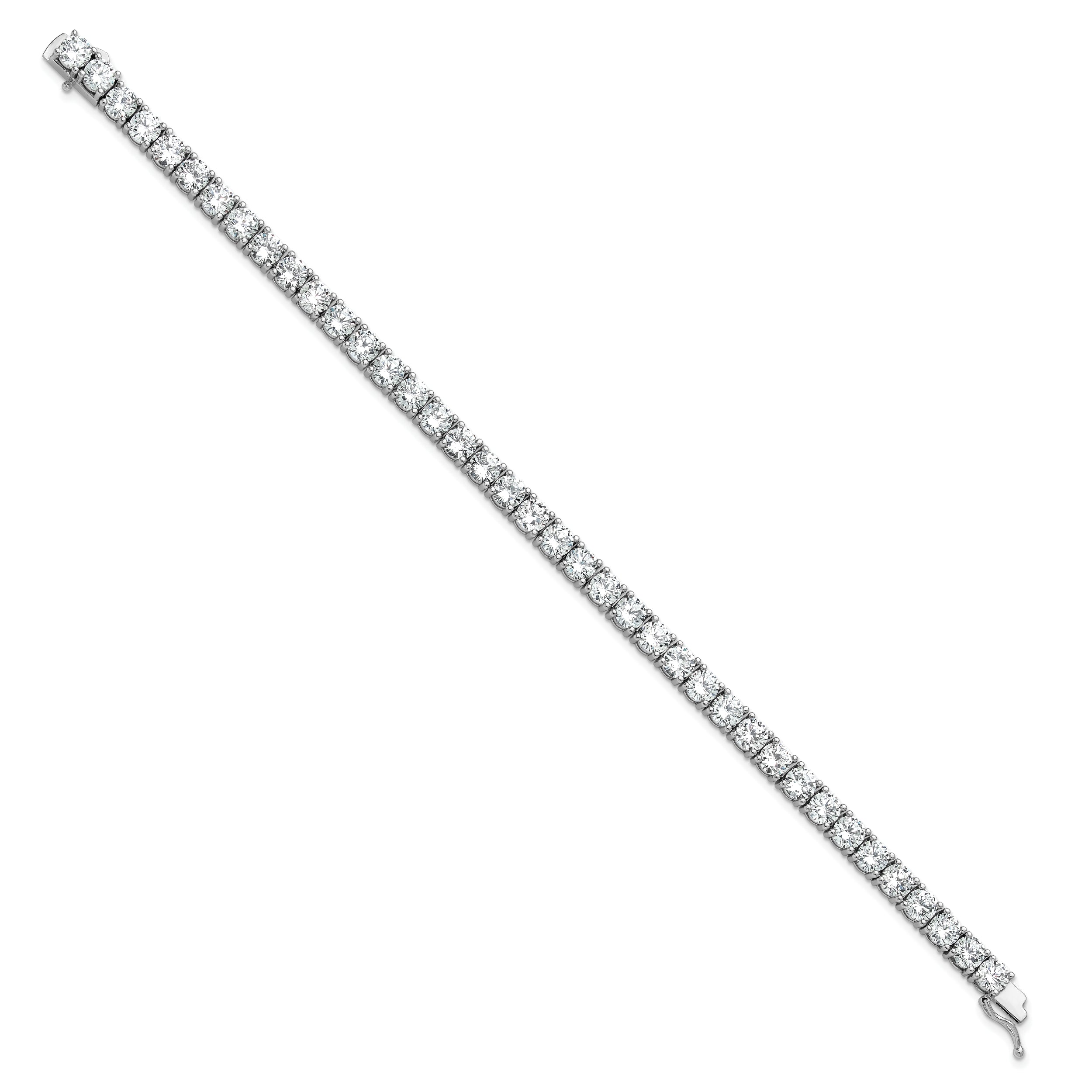 Sterling Shimmer Sterling Silver Rhodium-plated 5mm CZ 39 Stone 8 inch Bracelet