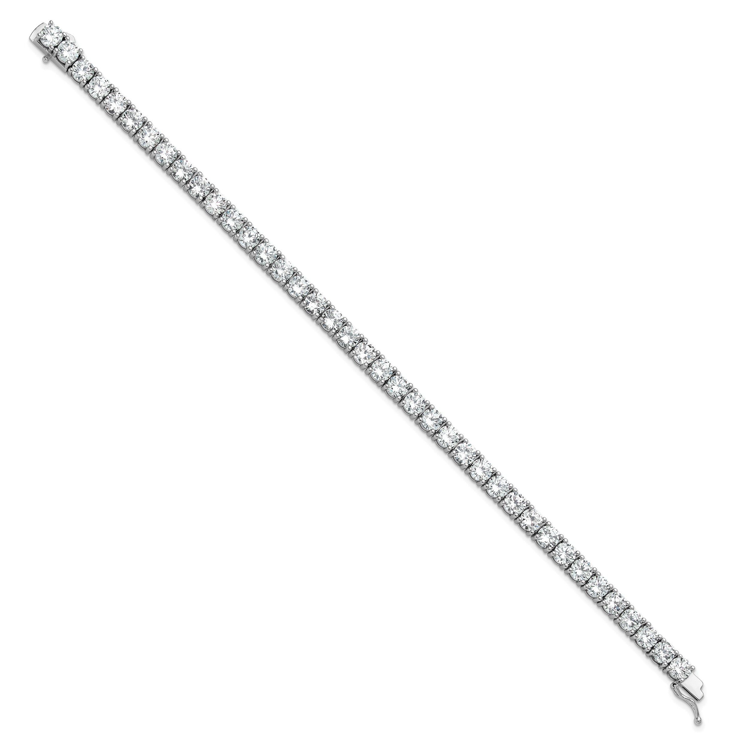 Sterling Shimmer Sterling Silver Rhodium-plated 5mm CZ 39 Stone 8 inch Bracelet Secondary image