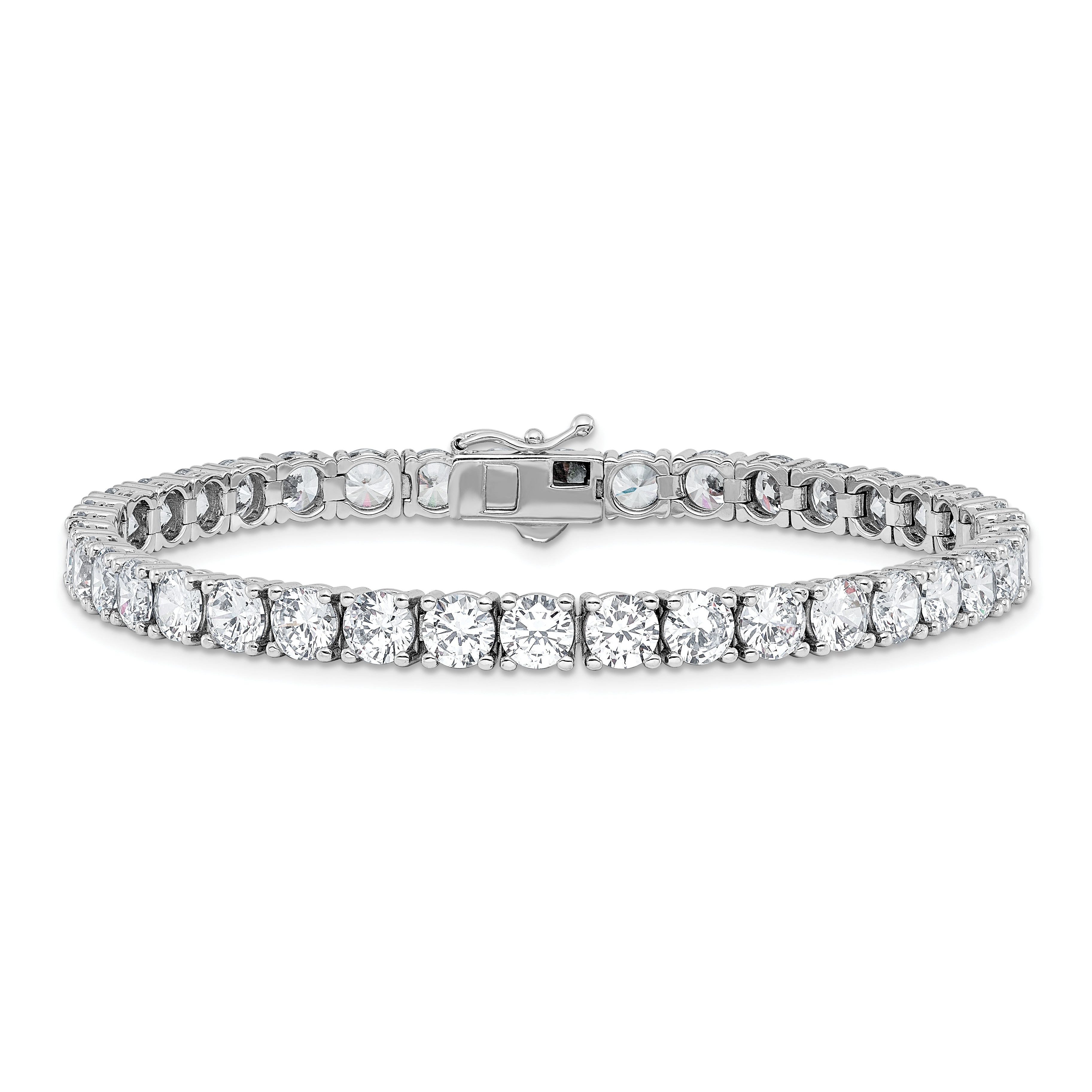 Sterling Shimmer Sterling Silver Rhodium-plated 5mm CZ 39 Stone 8 inch Bracelet