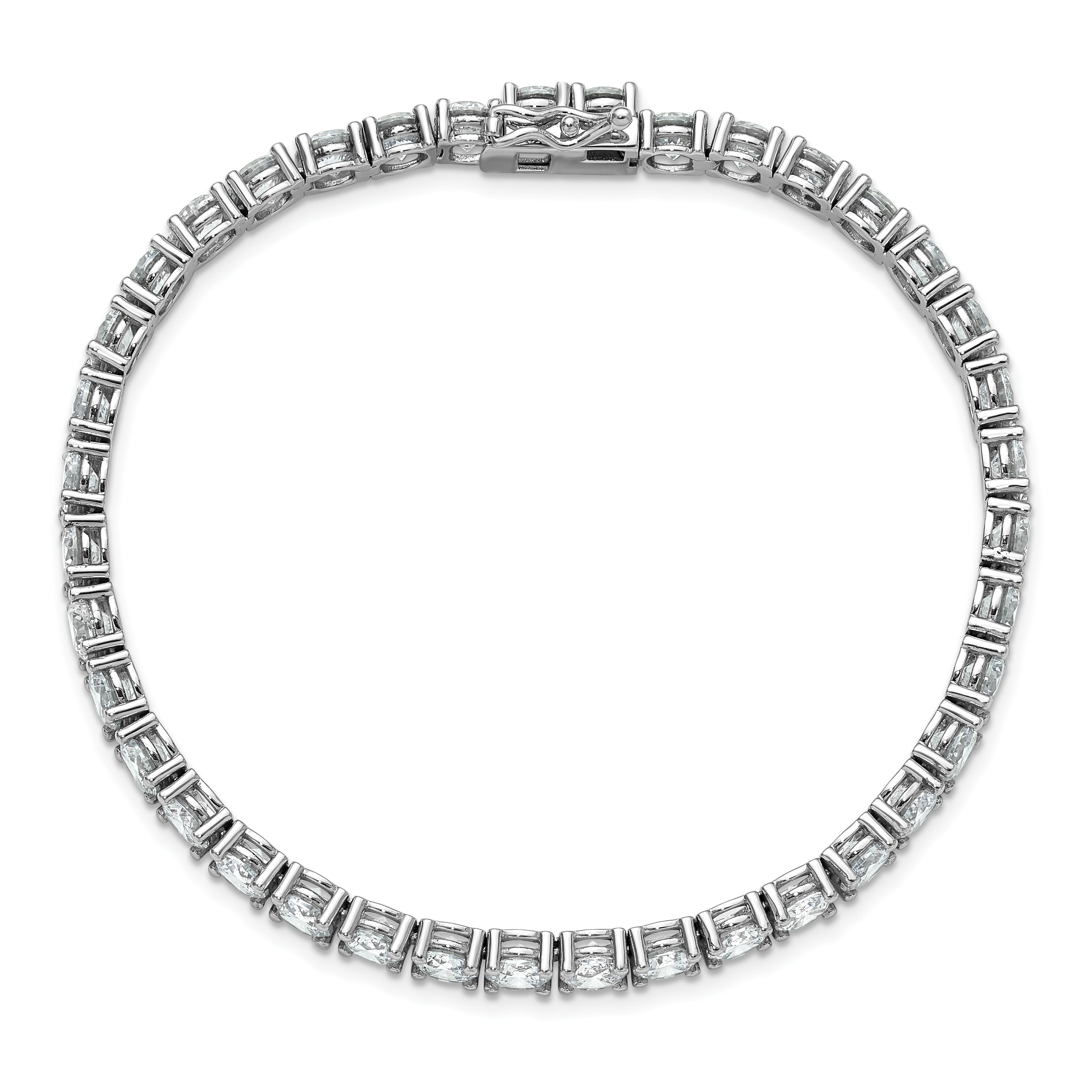 Sterling Shimmer Sterling Silver Rhodium-plated 5mm CZ 39 Stone 8 inch Bracelet