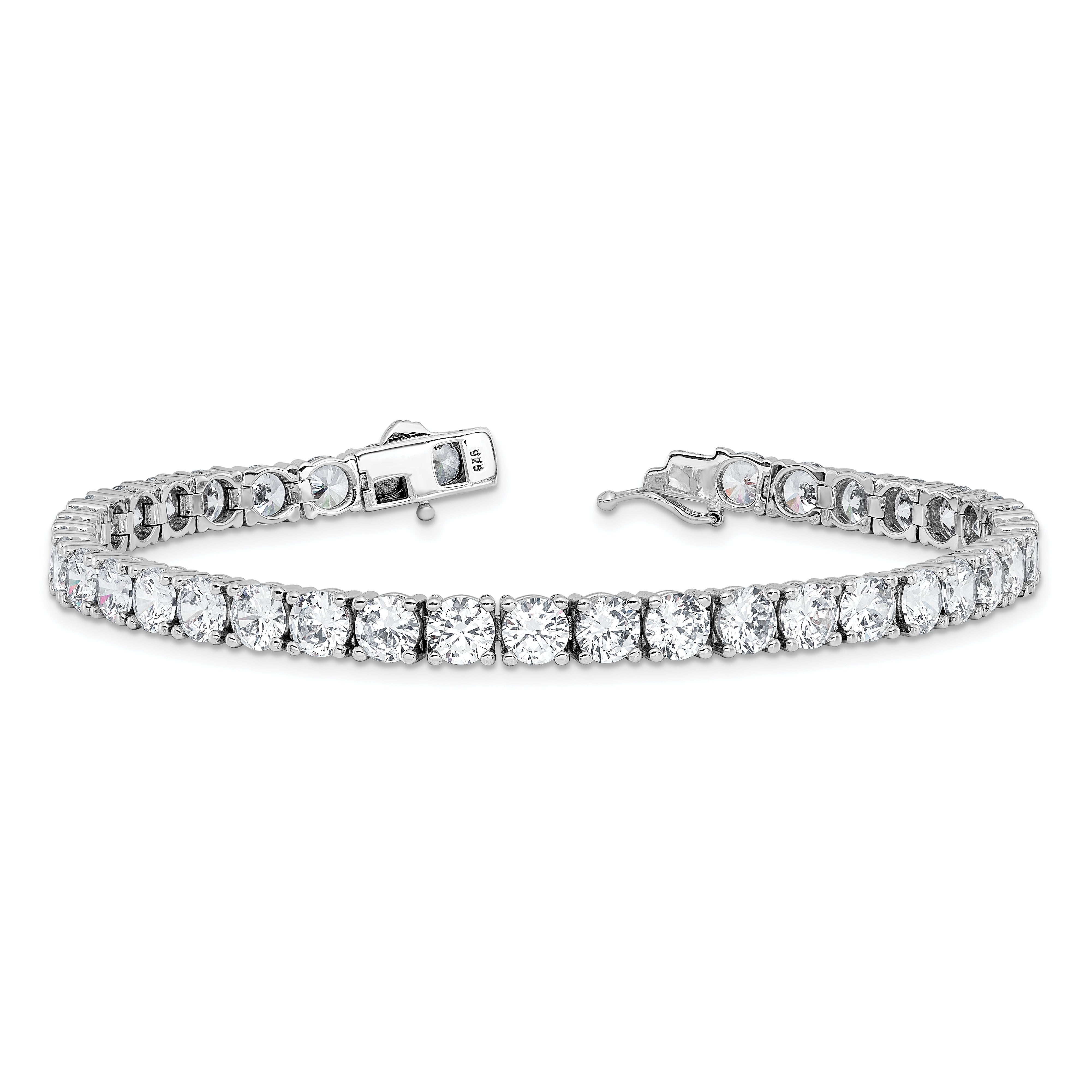 Sterling Shimmer Sterling Silver Rhodium-plated 5mm CZ 39 Stone 8 inch Bracelet