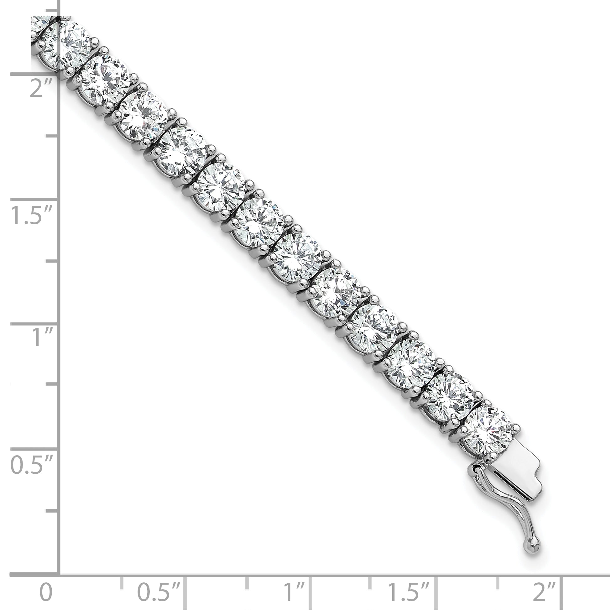 Sterling Shimmer Sterling Silver Rhodium-plated 5mm CZ 39 Stone 8 inch Bracelet