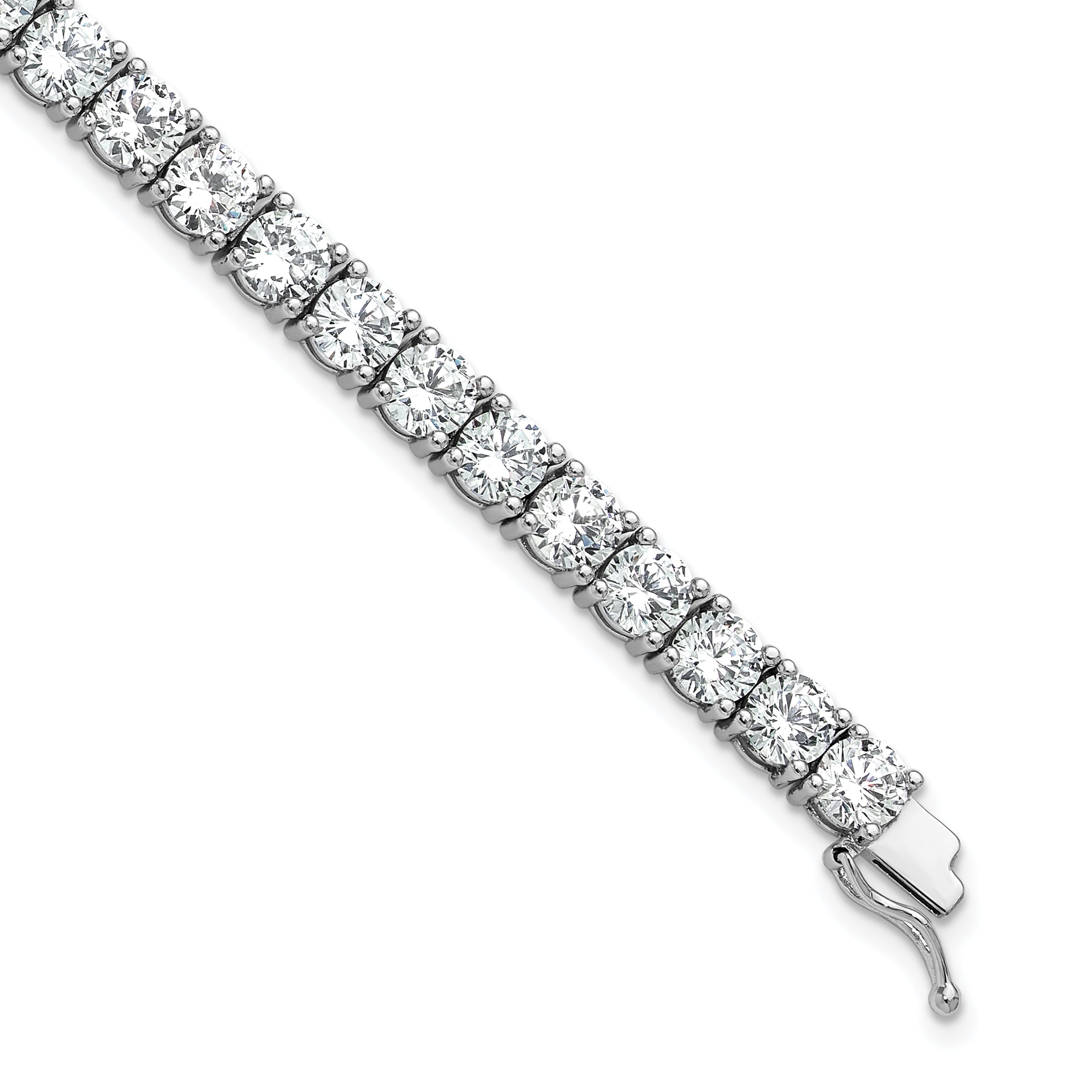 Sterling Shimmer Sterling Silver Rhodium-plated 5mm CZ 39 Stone 8 inch Bracelet Main image