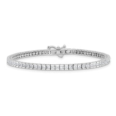 Sterling Shimmer Sterling Silver Rhodium-plated Square 2mm x 2mm CZ 74 Stone 7 inch Bracelet