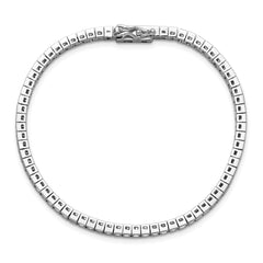 Sterling Shimmer Sterling Silver Rhodium-plated Square 2mm x 2mm CZ 74 Stone 7 inch Bracelet