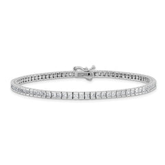 Sterling Shimmer Sterling Silver Rhodium-plated Square 3mm x 3mm CZ 86 Stone 8 inch Bracelet