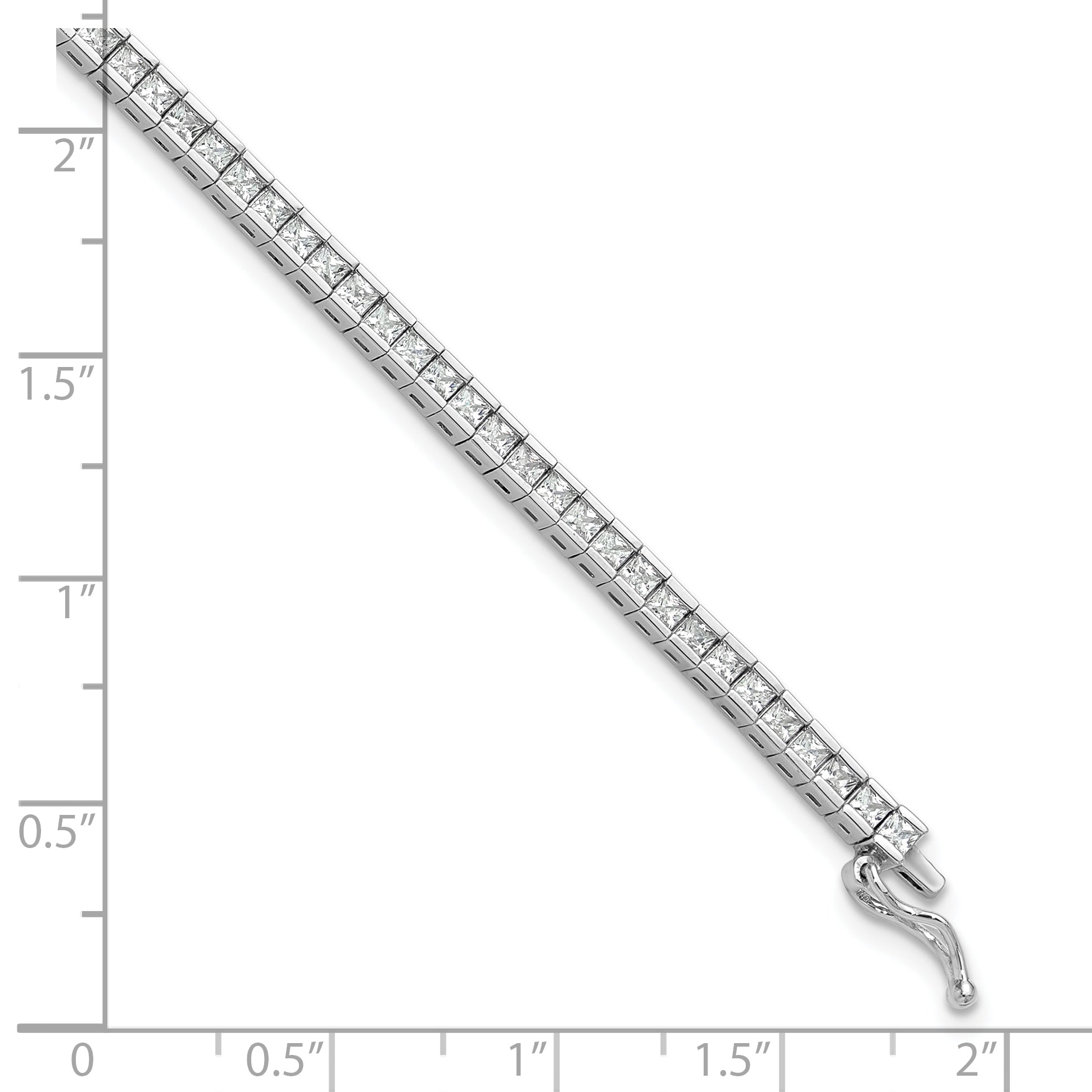 Sterling Shimmer Sterling Silver Rhodium-plated Square 3mm x 3mm CZ 86 Stone 8 inch Bracelet