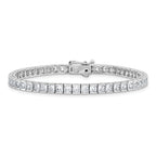 Sterling Shimmer Sterling Silver Rhodium-plated Square 3mm x 3mm CZ 53 Stone 7 inch Bracelet