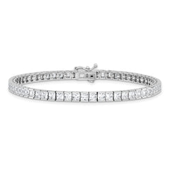 Sterling Shimmer Sterling Silver Rhodium-plated Square 3mm x 3mm CZ 61 Stone 8 inch Bracelet