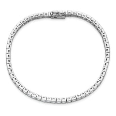 Sterling Shimmer Sterling Silver Rhodium-plated Square 3mm x 3mm CZ 61 Stone 8 inch Bracelet