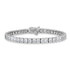 Sterling Shimmer Sterling Silver Rhodium-plated Square 3.5mm x 3.5mm CZ 46 Stone 7 inch Bracelet