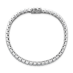 Sterling Shimmer Sterling Silver Rhodium-plated Square 3.5mm x 3.5mm CZ 46 Stone 7 inch Bracelet