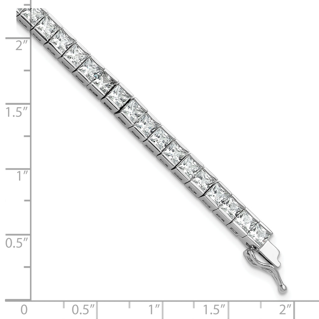 Sterling Shimmer Sterling Silver Rhodium-plated Square 3.5mm x 3.5mm CZ 46 Stone 7 inch Bracelet