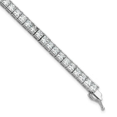 Sterling Shimmer Sterling Silver Rhodium-plated Square 3.5mm x 3.5mm CZ 46 Stone 7 inch Bracelet