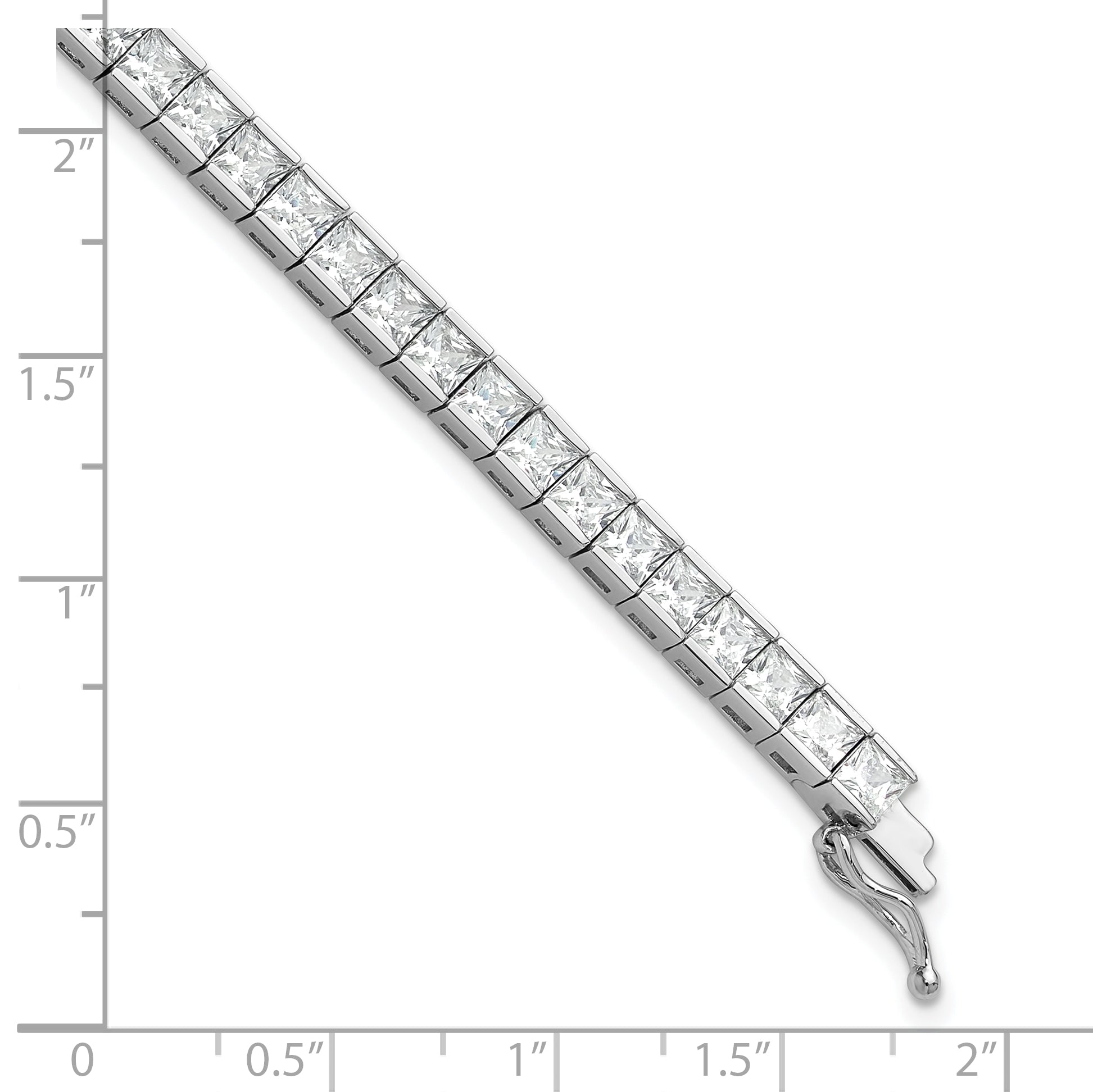 Sterling Shimmer Sterling Silver Rhodium-plated Square 3.5mm x 3.5mm CZ 54 Stone 8 inch Bracelet