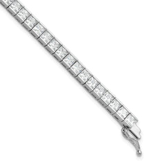 Sterling Shimmer Sterling Silver Rhodium-plated Square 3.5mm x 3.5mm CZ 54 Stone 8 inch Bracelet