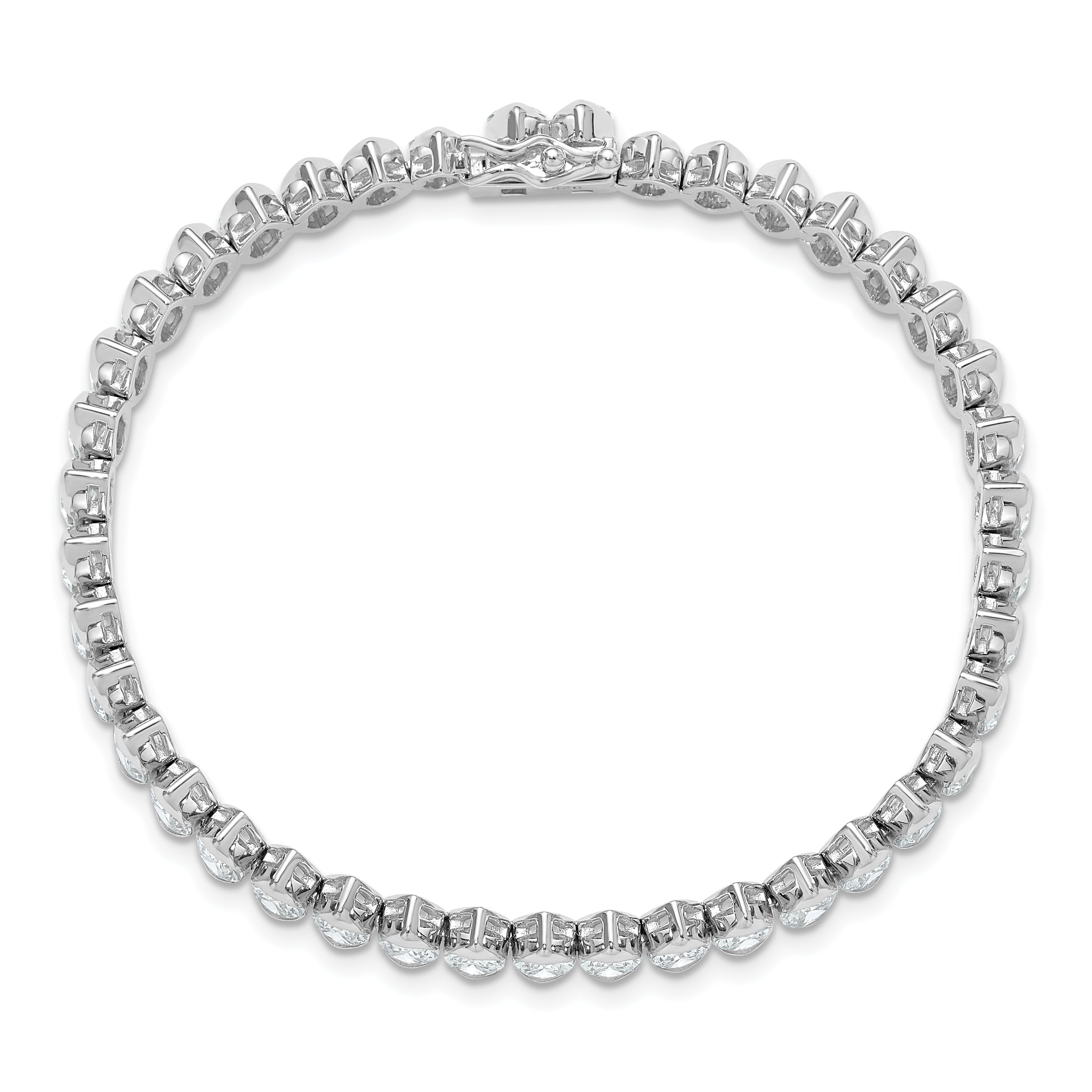 Sterling Shimmer Sterling Silver Rhodium-plated 5mm x 4mm CZ 41 Stone 7 inch Bracelet