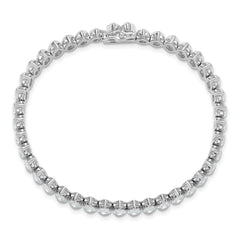 Sterling Shimmer Sterling Silver Rhodium-plated 5mm x 4mm CZ 41 Stone 7 inch Bracelet