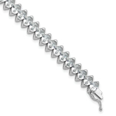 Sterling Shimmer Sterling Silver Rhodium-plated 5mm x 4mm CZ 41 Stone 7 inch Bracelet