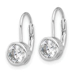 Sterling Silver Rhodium-Plated 5.5mm Cubic Zirconia Leverback Earrings