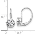 Sterling Silver Rhodium-Plated 5.5mm Cubic Zirconia Leverback Earrings