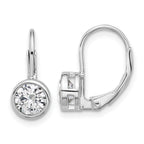 Sterling Silver Rhodium-Plated 5.5mm Cubic Zirconia Leverback Earrings