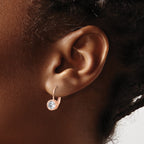 Sterling Shimmer Sterling Silver Rose-tone Flash Rose-gold Plated 5.5mm CZ Leverback Earrings