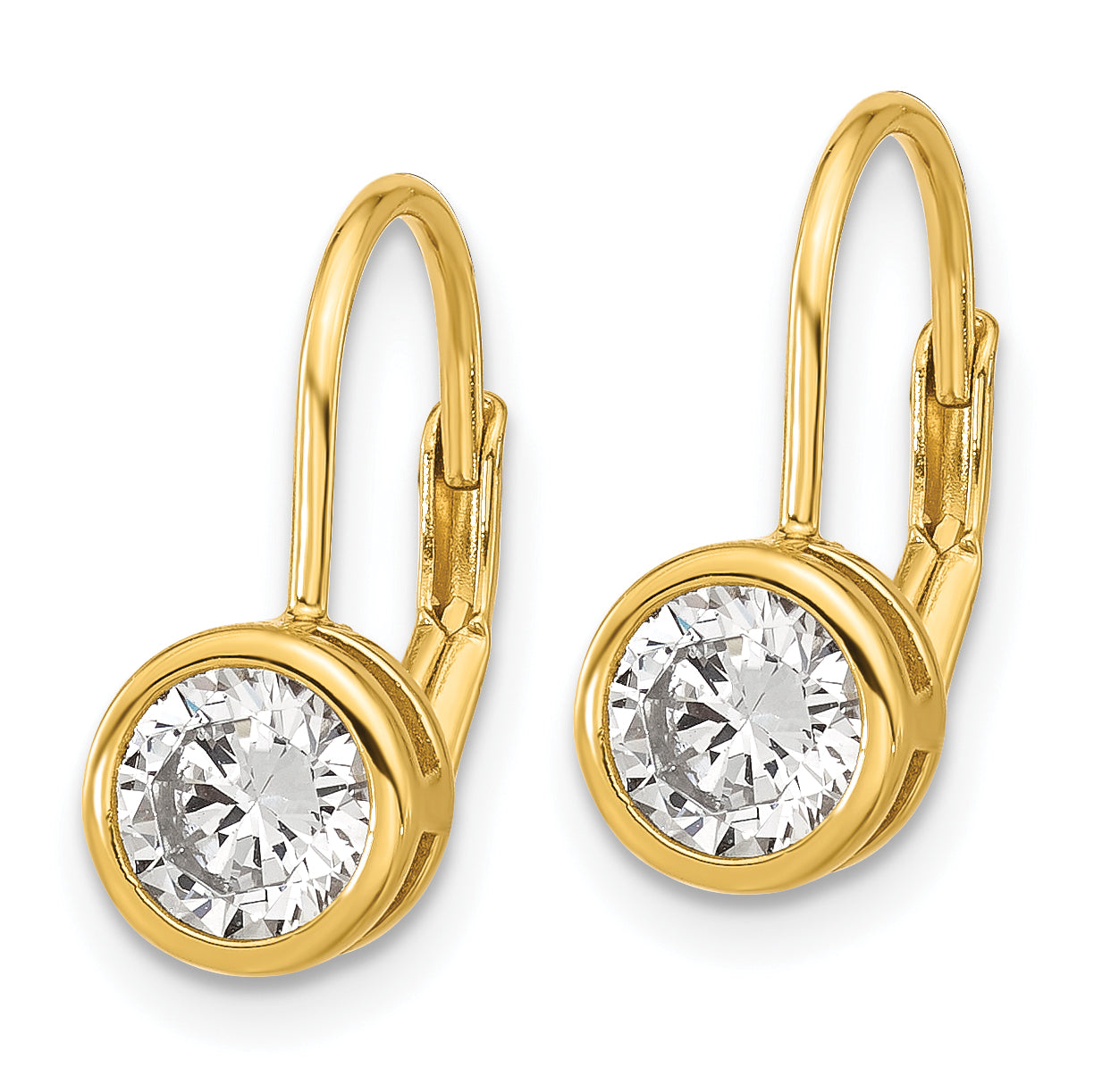 Sterling Shimmer Sterling Silver Gold-tone Flash-gold Plated 5.5mm CZ 2 Stone Leverback Earrings Secondary image