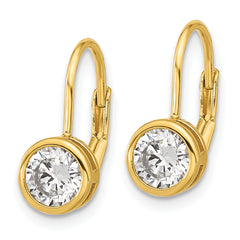 Sterling Shimmer Sterling Silver Gold-tone Flash-gold Plated 5.5mm CZ 2 Stone Leverback Earrings