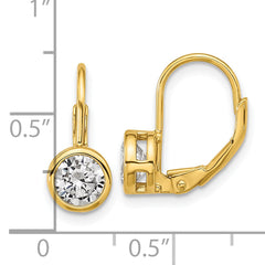 Sterling Shimmer Sterling Silver Gold-tone Flash-gold Plated 5.5mm CZ 2 Stone Leverback Earrings