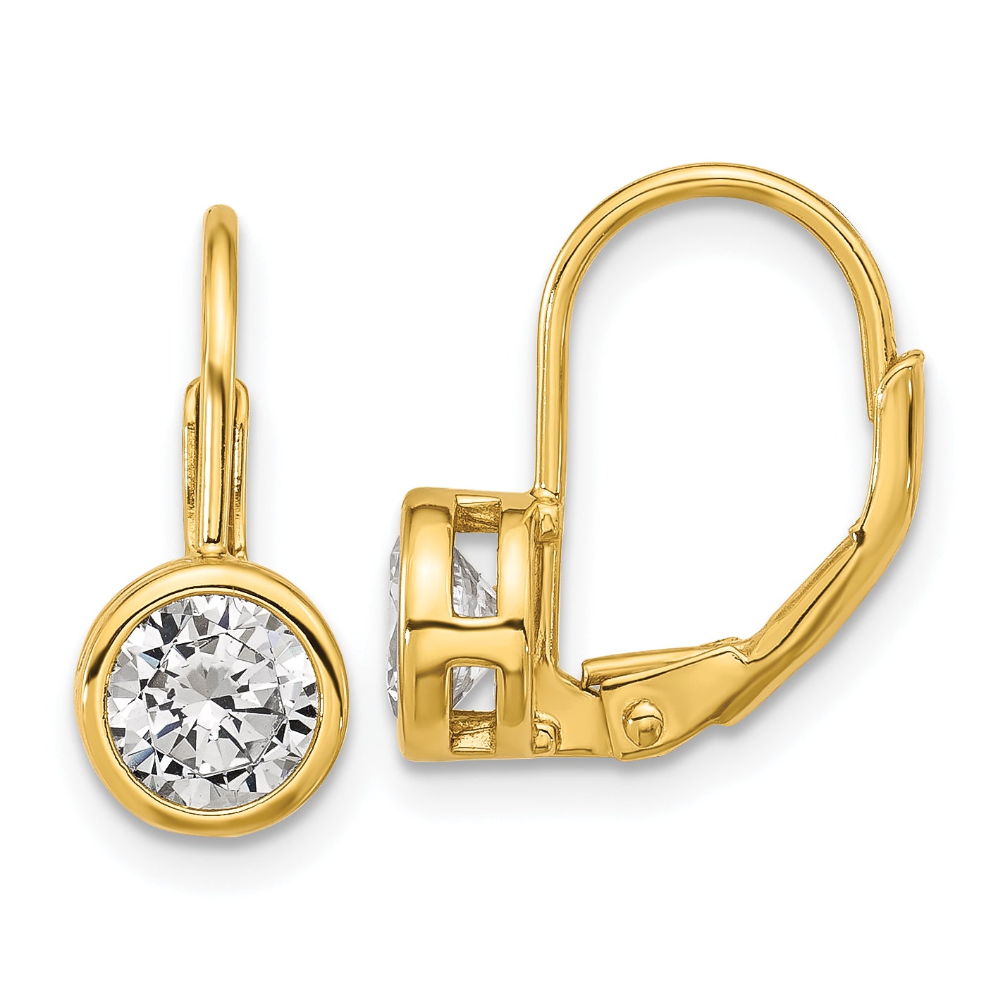 Sterling Shimmer Sterling Silver Gold-tone Flash-gold Plated 5.5mm CZ 2 Stone Leverback Earrings Main image