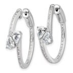 Sterling Shimmer Sterling Silver Rhodium-plated CZ 62 Stone In and Out Hinged Hoop Earrings