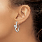 Sterling Shimmer Sterling Silver Rhodium-plated CZ 62 Stone In and Out Hinged Hoop Earrings