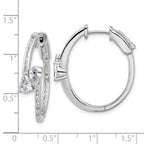 Sterling Shimmer Sterling Silver Rhodium-plated CZ 62 Stone In and Out Hinged Hoop Earrings