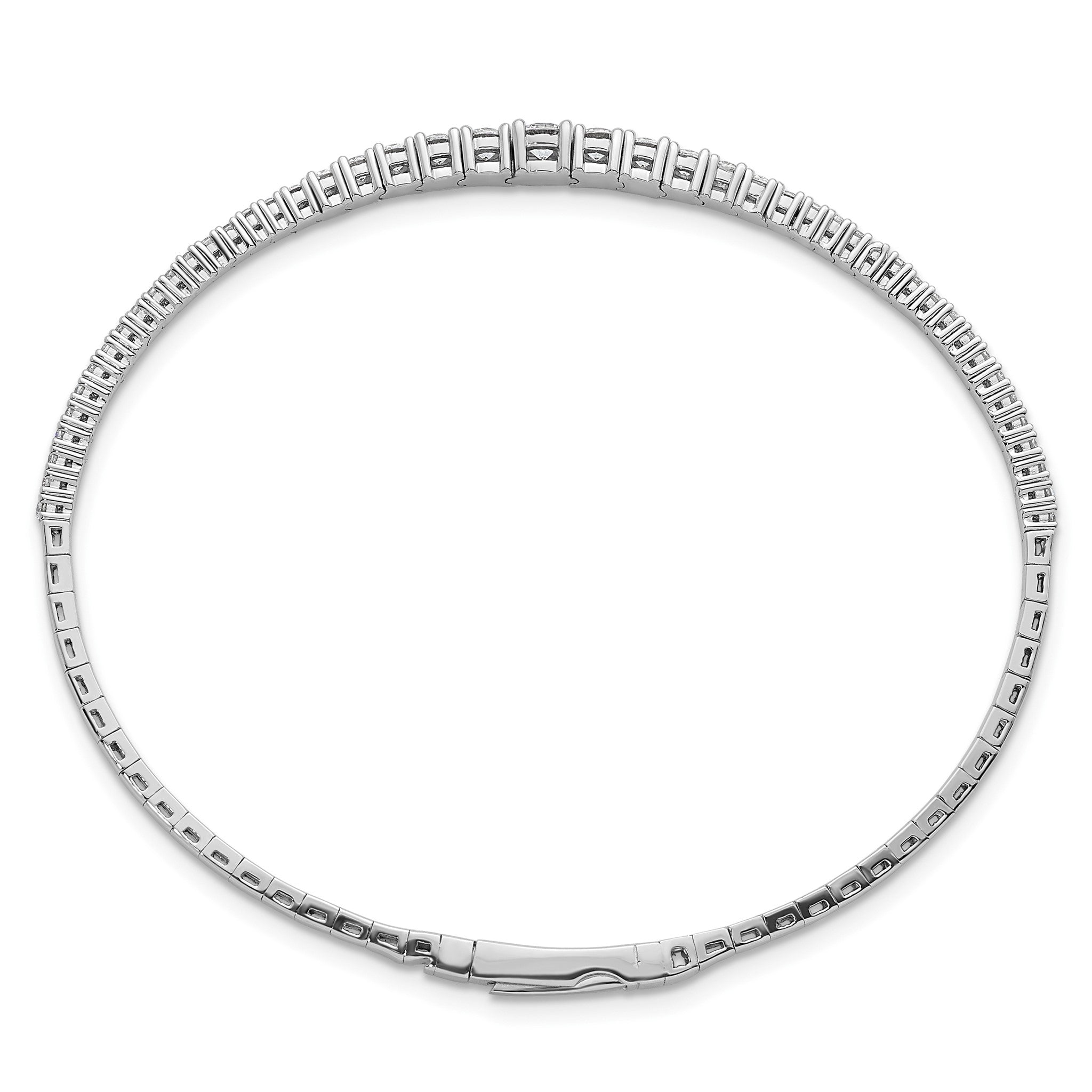 47-Stone Graduated Cubic Zirconia Bangle in Sterling Silver, Flexible Secondary image