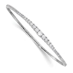 47-Stone Graduated Cubic Zirconia Bangle in Sterling Silver, Flexible - Sophia Jewelers