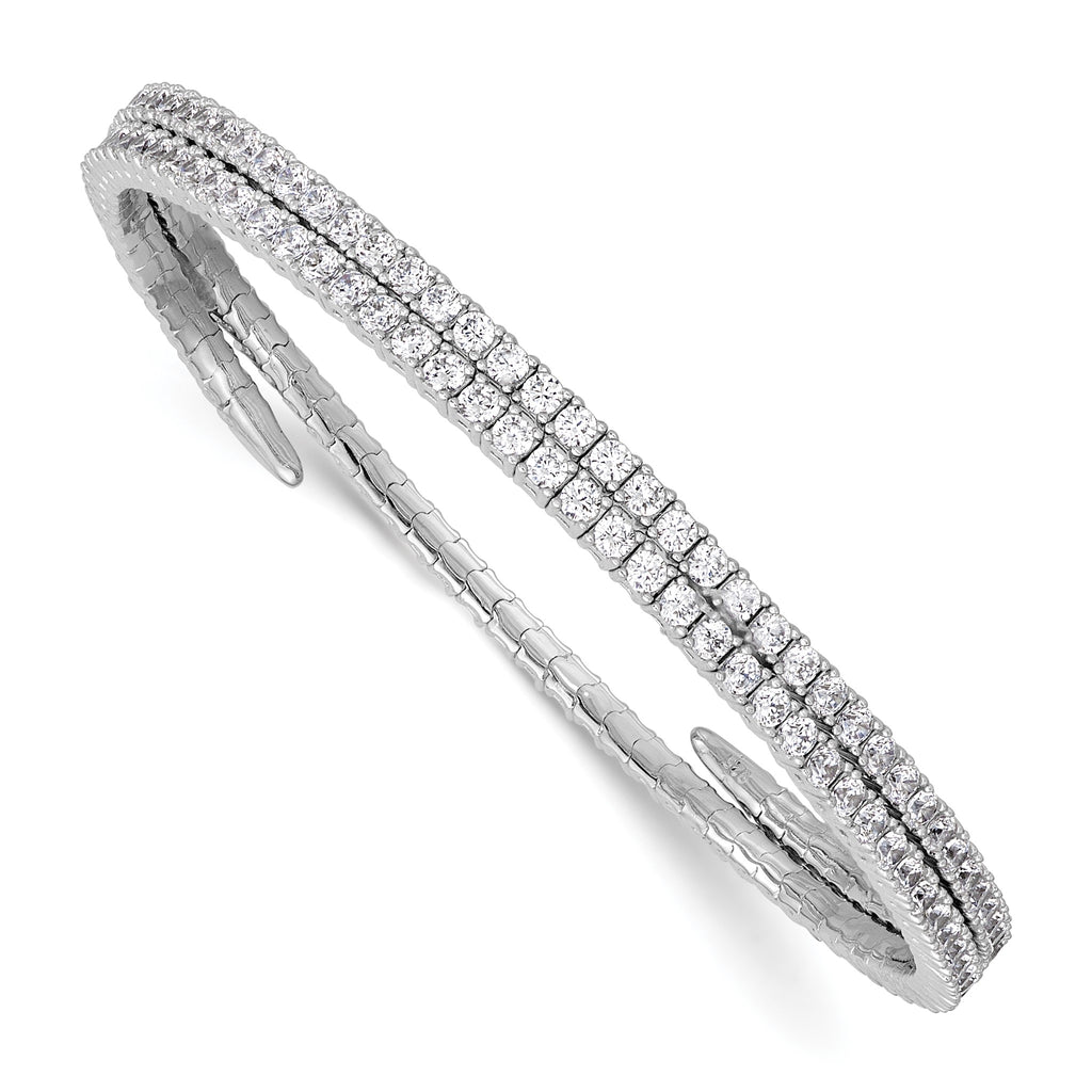 Stone Cubic Zirconia Flexible Wrap Bangle Bracelet in Sterling Silver - Sophia Jewelers