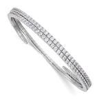 Stone Cubic Zirconia Flexible Wrap Bangle Bracelet in Sterling Silver - Sophia Jewelers
