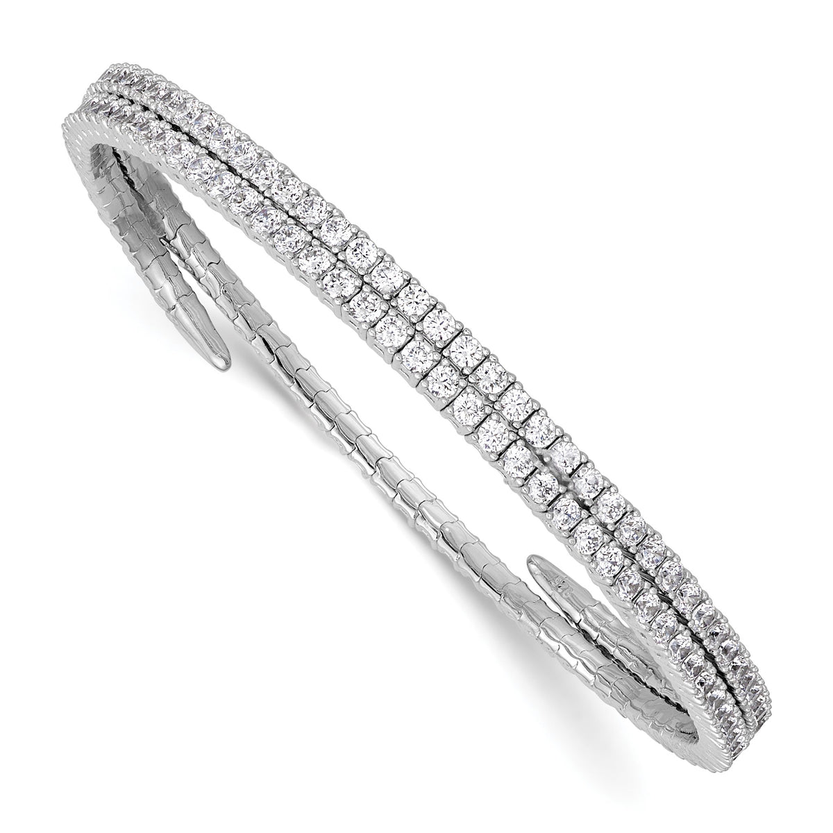 Stone Cubic Zirconia Flexible Wrap Bangle Bracelet in Sterling Silver - Sophia Jewelers