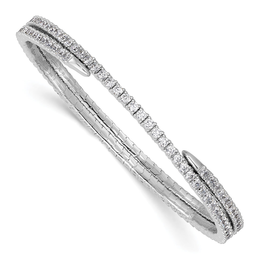 Stone Cubic Zirconia Flexible Wrap Bangle Bracelet in Sterling Silver - Sophia Jewelers