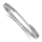 Stone Cubic Zirconia Flexible Wrap Bangle Bracelet in Sterling Silver - Sophia Jewelers