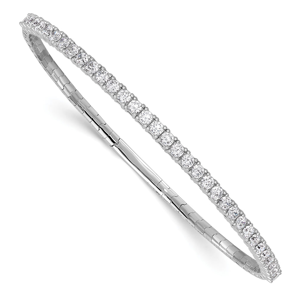 33-Stone Cubic Zirconia Flexible Bangle Bracelet in Sterling Silver - Sophia Jewelers