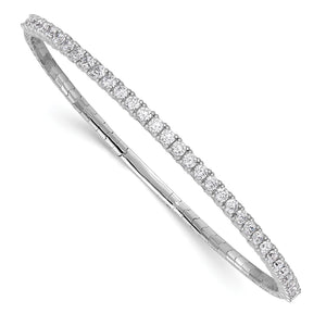 33-Stone Cubic Zirconia Flexible Bangle Bracelet in Sterling Silver - Sophia Jewelers
