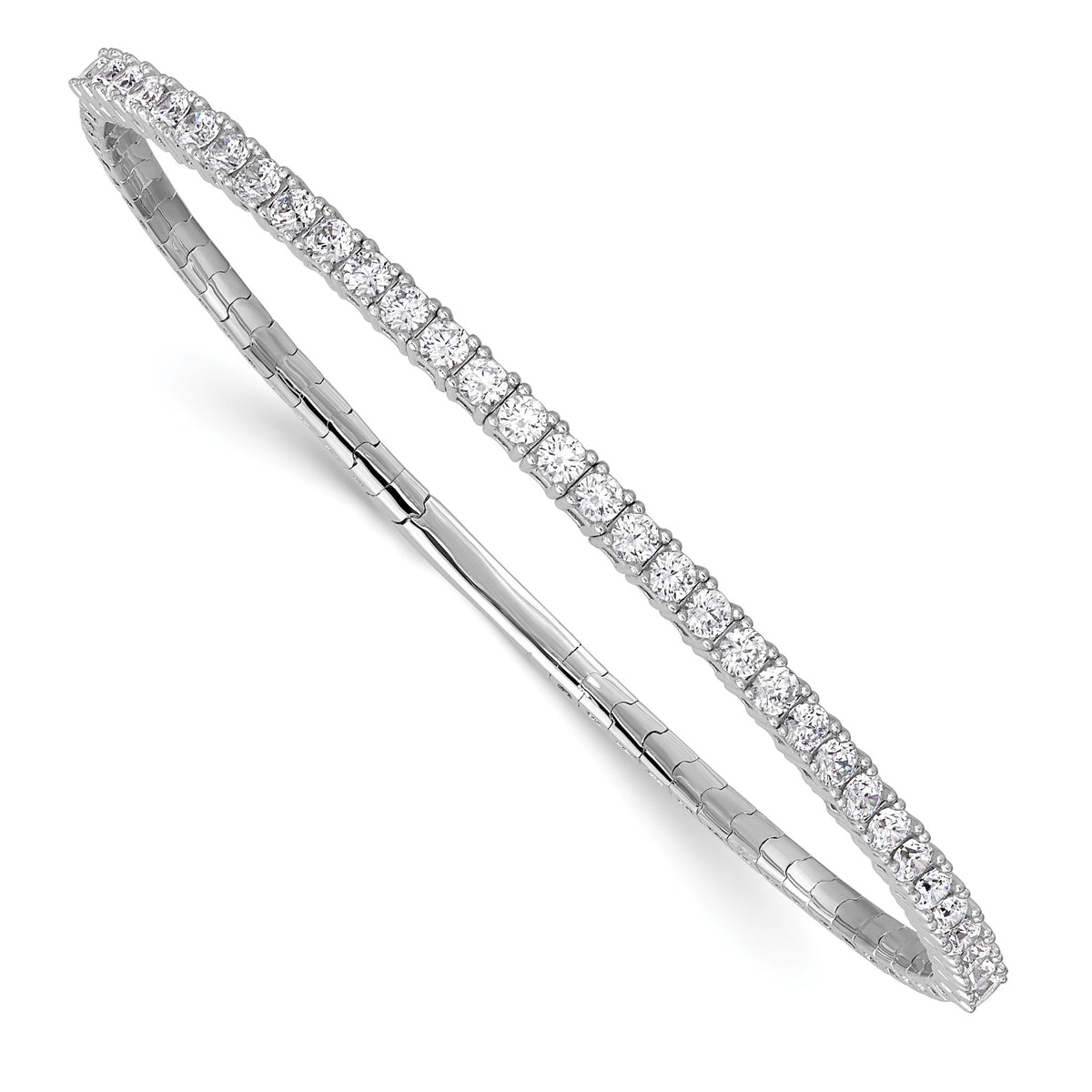 33-Stone Cubic Zirconia Flexible Bangle Bracelet in Sterling Silver - Sophia Jewelers