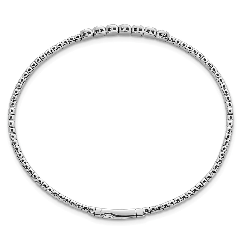 Seven-Stone Cubic Zirconia Circles Bangle in Sterling Silver, Flexible - Sophia Jewelers