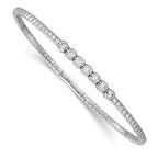 Seven-Stone Cubic Zirconia Circles Bangle in Sterling Silver, Flexible - Sophia Jewelers