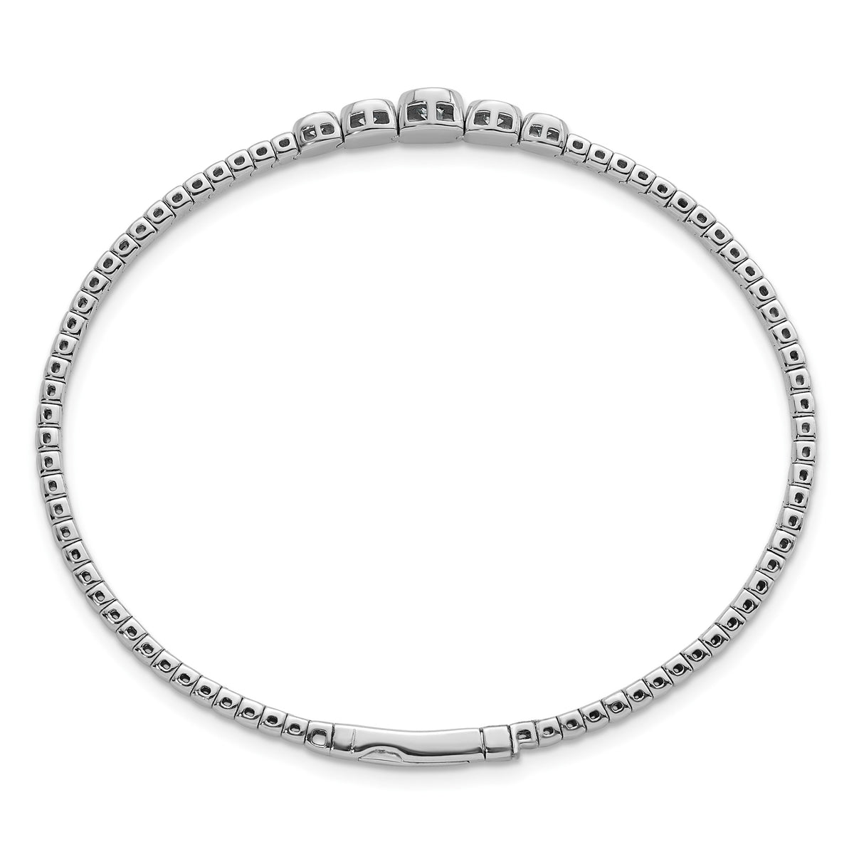 Five-Stone Cubic Zirconia Circles Bangle in Sterling Silver, Flexible - Sophia Jewelers