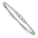 Five-Stone Cubic Zirconia Circles Bangle in Sterling Silver, Flexible - Sophia Jewelers